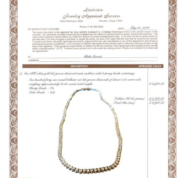 Stunning LG Diamond Tennis Necklace